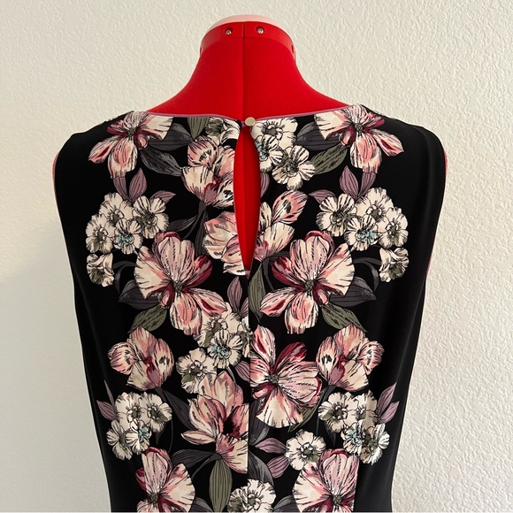 White House Black Market Floral Midi Dress - Black and Pink - Picture 7 of 13